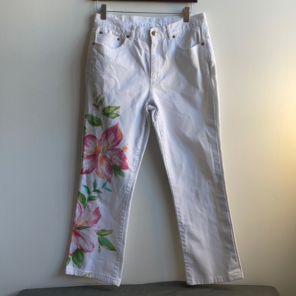 White Floral Lauren Ralph Lauren Jeans Size 8 - Picture 2 of 11